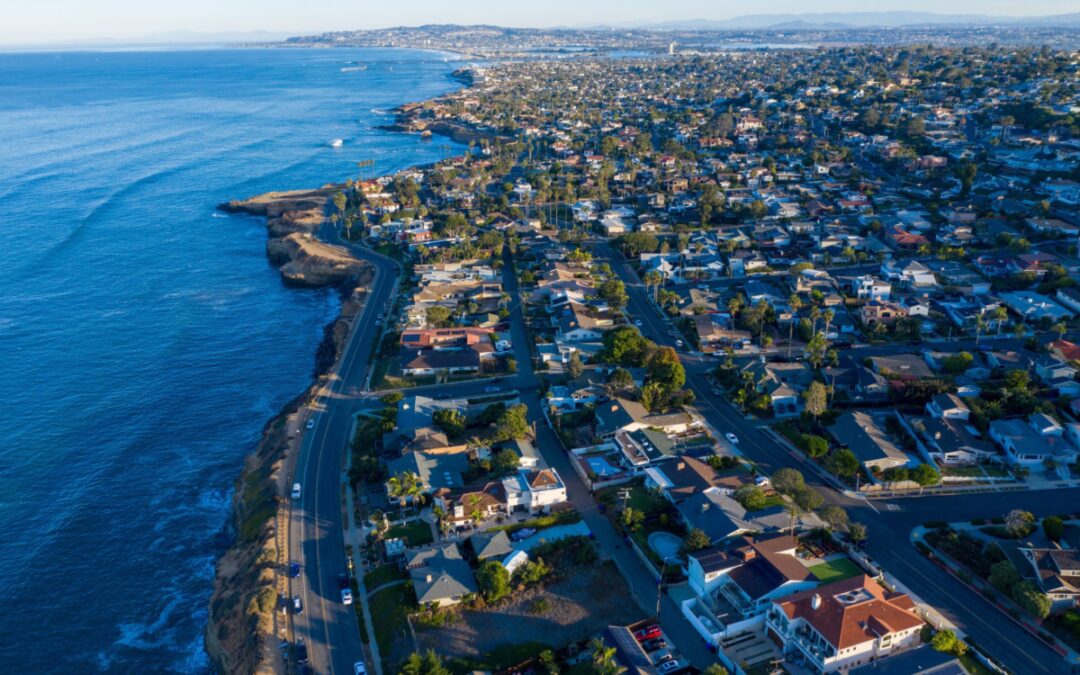 aerial image of san diego homes houses - feature image for san diego short-term rental alliance